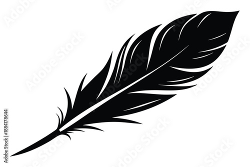 feather silhouette line art vector illustration with a white background