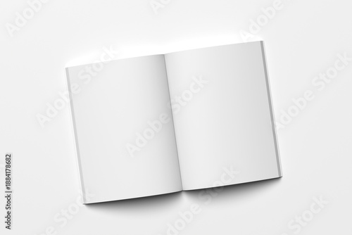 Obraz na płótnie A4 open book, magazine or catalog mockup top view, isolated on grey background