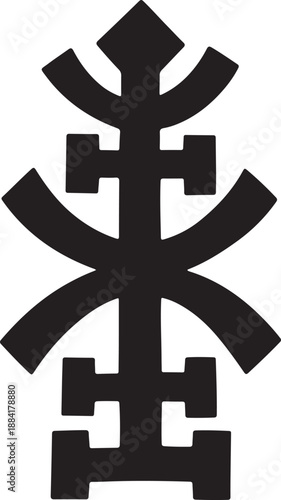 Black abstract geometric symbol on white background