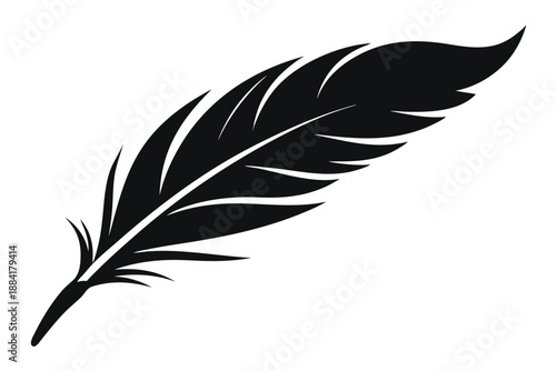 feather silhouette line art vector illustration with a white background