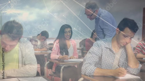 Animation of data processing over diverse students with teacher learning in classroom