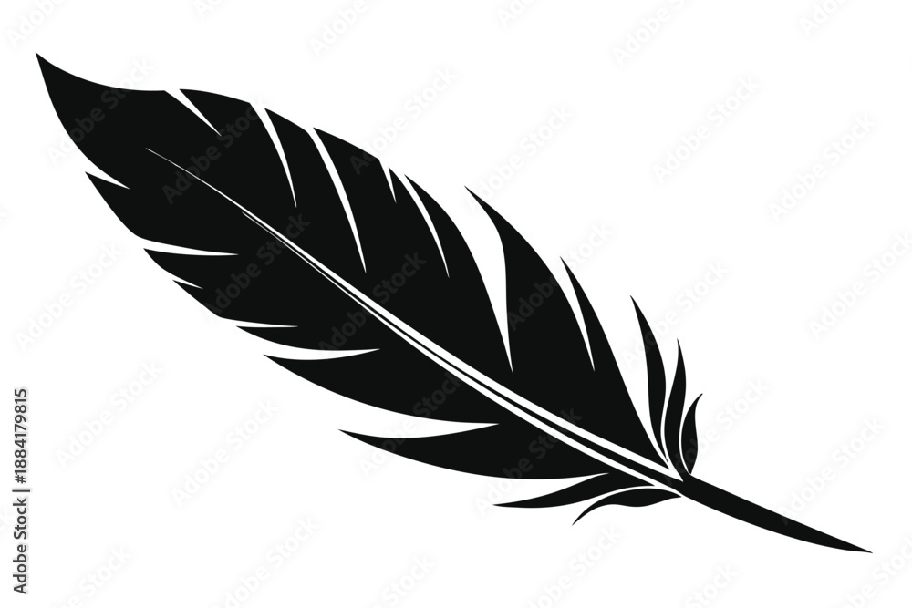 Fototapeta premium feather silhouette line art vector illustration with a white background