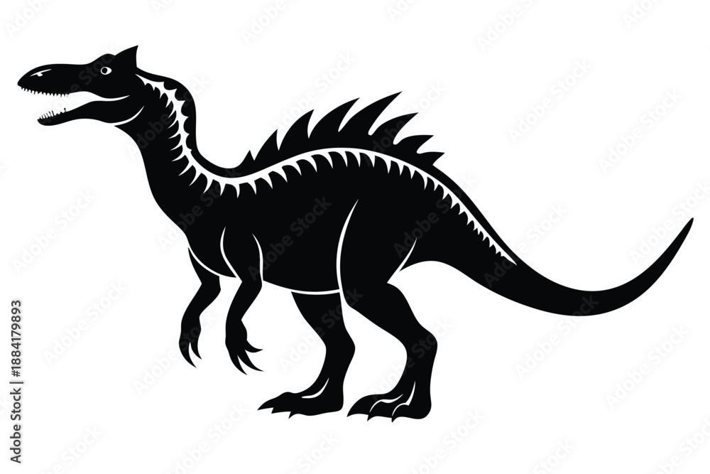 Fototapeta premium dinosaur silhouette line art vector illustration with a white background