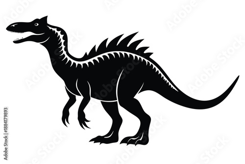 dinosaur silhouette line art vector illustration with a white background
