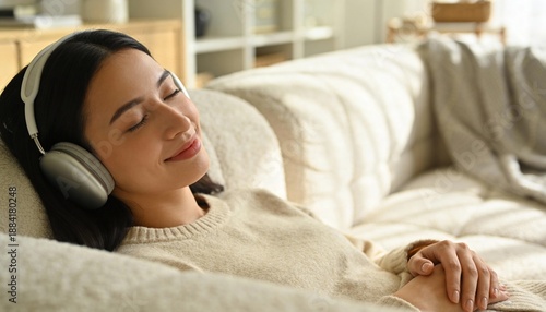 Relaxing with Music on Couch