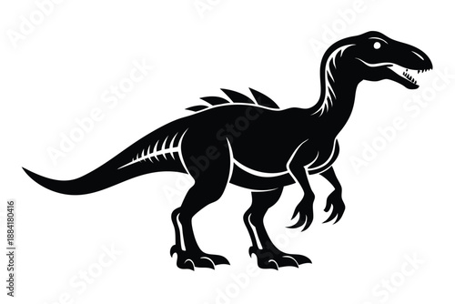 dinosaur silhouette line art vector illustration with a white background
