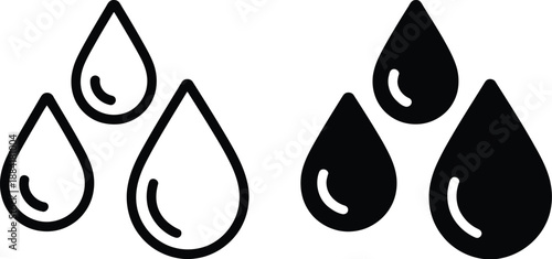 Water drops icon, a symbol of liquid, rain, and fluid