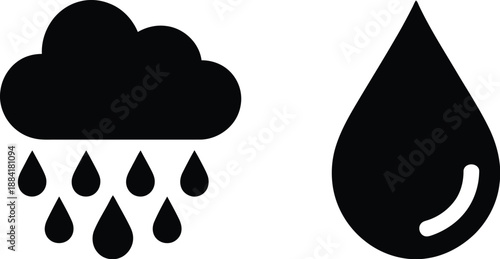 Rainy cloud and water drop vector illustration for weather forecast