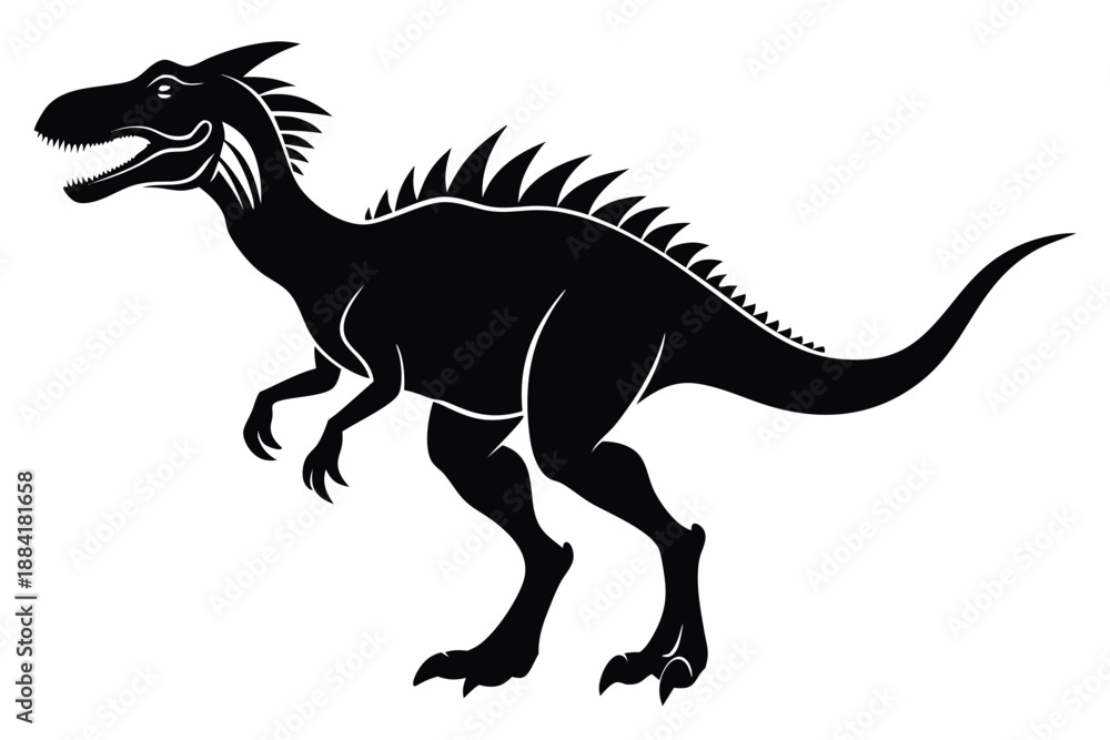 Fototapeta premium dinosaur silhouette line art vector illustration with a white background