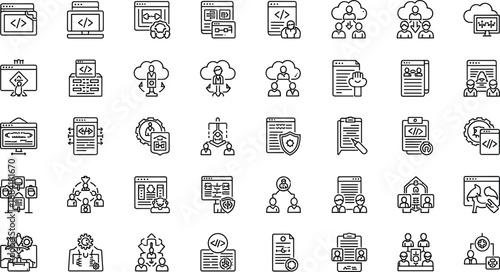 Technology and Programming Icons Set for Coding Development and Cloud Concepts Keywords: technology icons, programming icons