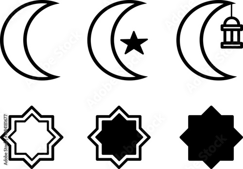 Islamic Moon And Islamic Shape For Ramadan Set Icon