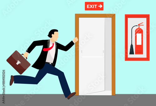 Emergency Exit Concept Illustration Vector Style