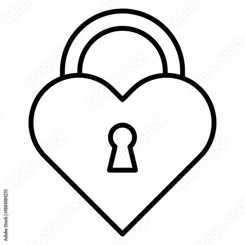 heart lock line icon	
