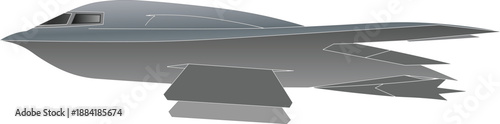 Vector illustration of an isolated airborne b2 spirit bomber aircraft top view. 