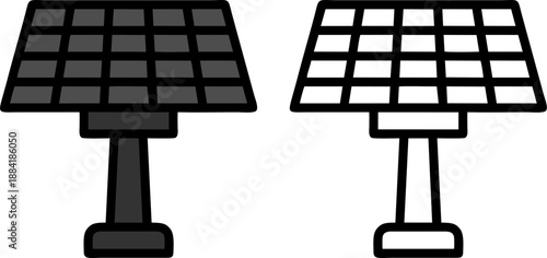 Solar Panel Energy System Flat and Outline Icon