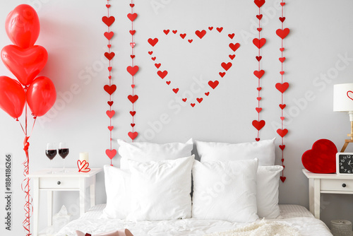 Interior of light bedroom w...