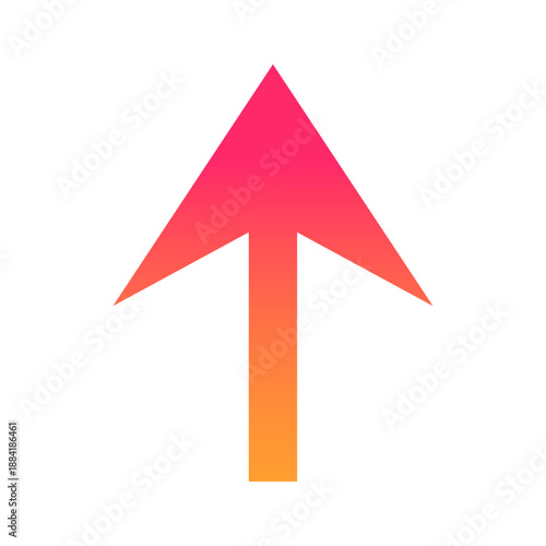 ピンクからオレンジへ変化するグラデーションの上向き矢印アイコン 成長や前進を示すUI向けベクター透過素材/Gradient Up Arrow Icon in Pink to Orange for Growth and Navigation UI Vector on Transparent Background
