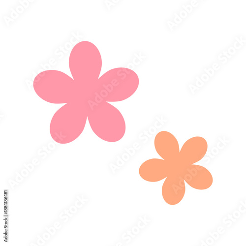 淡いピンクとオレンジの丸い花形モチーフアイコンセット かわいい装飾やワンポイントに使えるベクター透過素材/Soft Pink and Peach Rounded Flower Shape Set for Cute Decorative Accents Vector on Transparent Background
