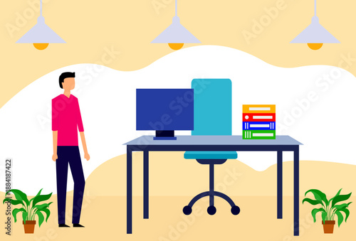 Billede på lærred Standing Desk Concept Illustration Vector Style