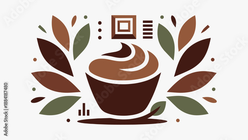Abstract Dessert Illustration with Earthy Tones and Nature Elements