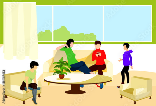 Coliving Space Concept Illustration Vector Style