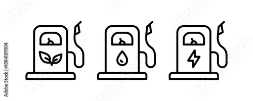 Biofuel, petrol, electric charging station icon set. Vector illustration design.