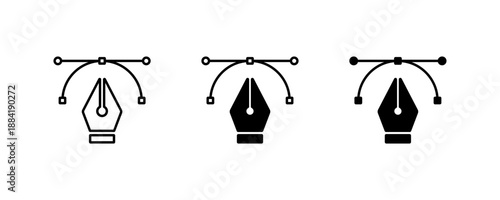 Pen tool cursor icon set. Vector illustration design.