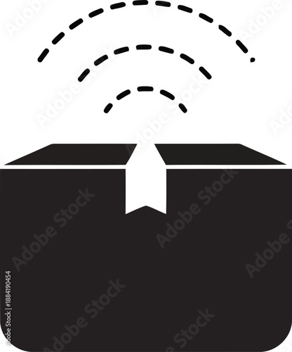 Black open box with dashed signal waves emanating upwards