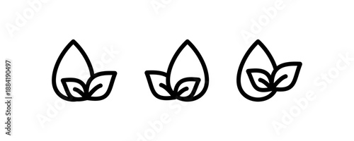 Drop water and leaf icon set. Vector illustration design.