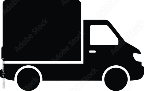 Black silhouette of a delivery truck with a box body