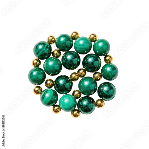 Green malachite and gold beads in circle