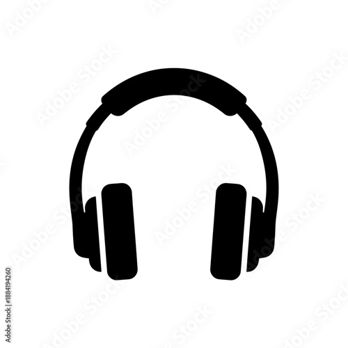 Black Over-Ear Headphones Audio Device Vector Icon