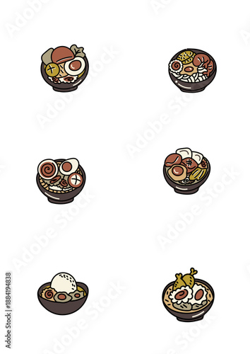 set of different kinds of food