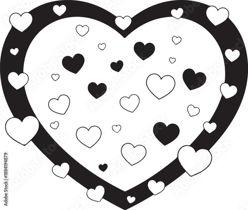 Heart with Scattered Hearts Coloring Page