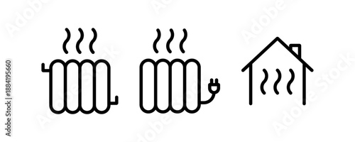 Set of heater equipment icons. House radiator. Vector illustration design.