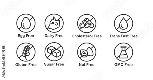 Food diet and GMO free label icon set. Vector illustration design.