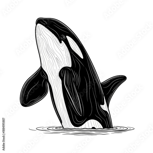 Black and White Orca Whale Illustration.