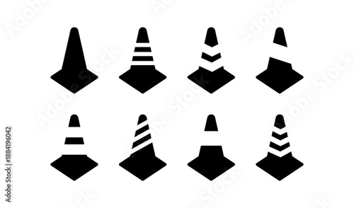 Black traffic cone icon set. Vector illustration design.