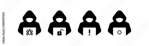 Hacker with hoodie icon. Programmer. Vector illustration design.
