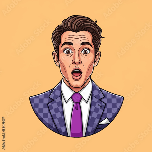 Surprised Cartoon Man in Suit.