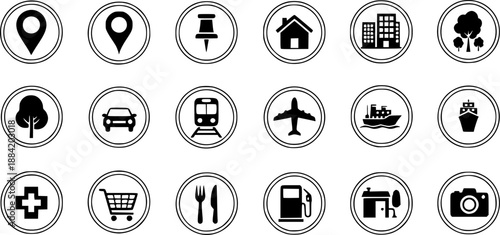 location map icons. location marker. location pin
