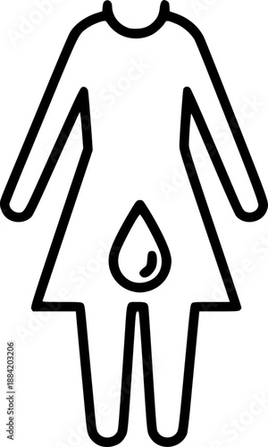 Menstruation, period and menses concept editable stroke outline icon isolated on white background flat vector illustration.
