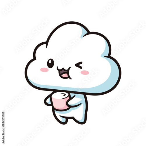 Adorable Cloud Character Illustration