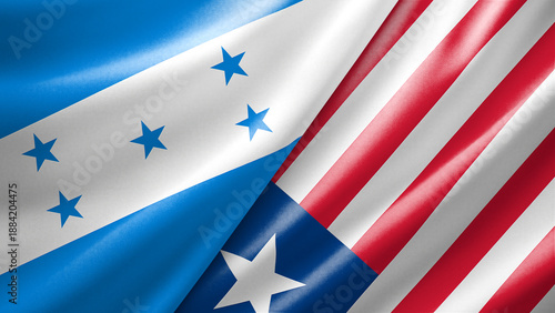 Honduras and Liberia two national flags filling the entire frame, close-up view, edge-to-edge composition