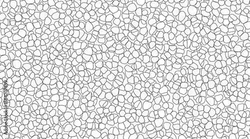 Vector illustration of irregular interconnected shapes forming a Voronoi cellular structure with high‑contrast mosaic patterns for computational geometry, materials science, biology, spatial analysis,