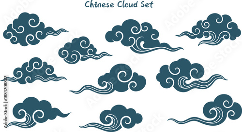 Chinese cloud set china japanese korean asian traditional illustrations calligraphy decorations element vector design for background and wallpaper 14