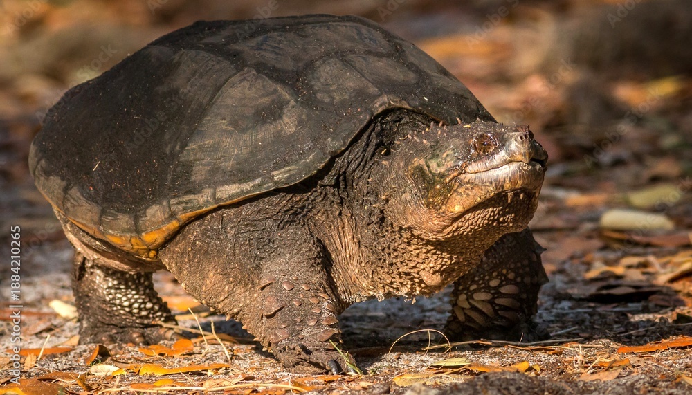 Obraz premium Florida Snapping Turtle (Chelydra serpentina) on the ground