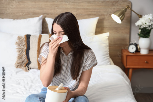 Allergic young woman with t...