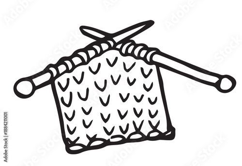 Knitting needles. Hand drawn doodle illustration.