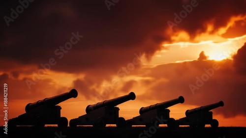 Wallpaper Mural Silhouetted Military Artillery Cannons Against Dramatic Sunset Sky Torontodigital.ca